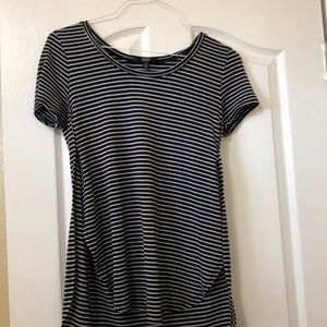 Short sleeve black and white striped shirt